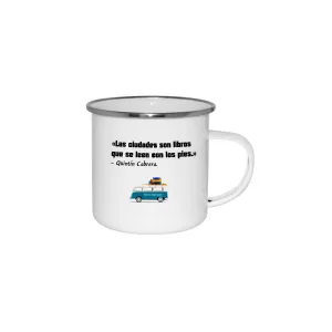 Mug en peltre Books and Travel