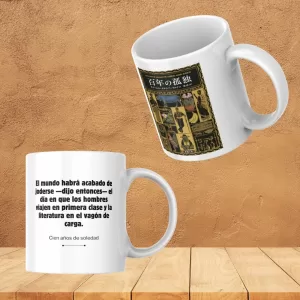 Mug blanco inspirado en la caratula japonesa de Cien años de soledad